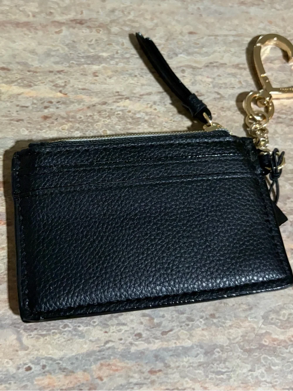 NWat Victoria's Secret Black Card Holder Keychain with Gold Heart Accents
